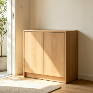 Minimalist narrow-bezel entryway shoe cabinet